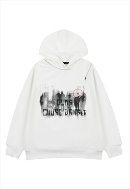 Utility hoodie extreme zipper pullover Gothic jumper white