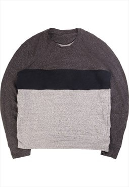 Vintage 90's Uniqlo Sweatshirt Plain Striped Crewneck Grey,