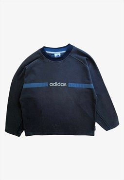 Vintage 90s Men's Adidas Spell Out Navy Sweatshirt