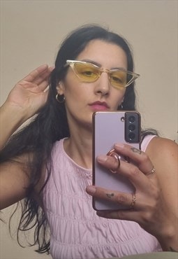 Y2K Yellow Tinted Sunglasses in Cat Eye Shape