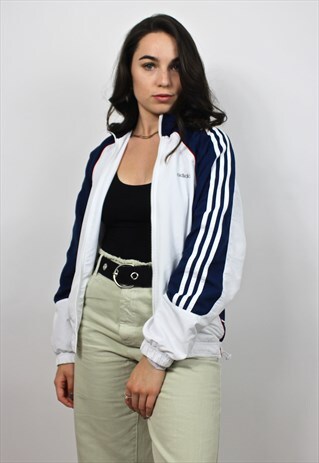 90'S RETRO WHITE AND BLUE TRACK JACKET