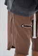 BROWN EMBROIDERED COTTON RELAXED FIT SHORTS