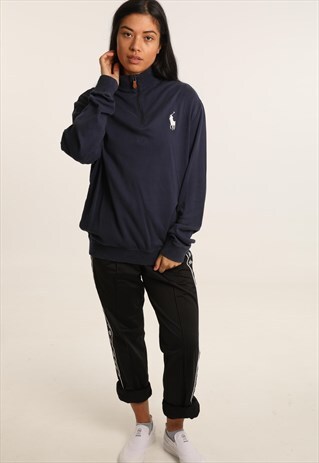 VINTAGE POLO RALPH LAUREN EMBROIDERED 1/4 ZIP SWEATSHIRT