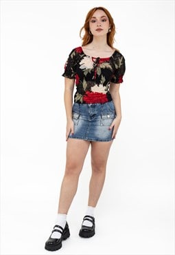 Y2k vintage denim mini skirt with cargo pockets