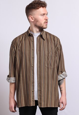 VINTAGE CORDUROY CORD STRIPED SHIRT