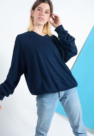 VINTAGE IZOD KNITTED JUMPER IN BLUE