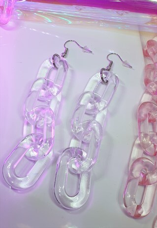 CLEAR CHAIN ACRYLIC EARRINGS