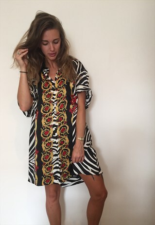 CRAZY PATTERNED OVERSIZED RETRO VINTAGE FESTIVAL SHIRT.