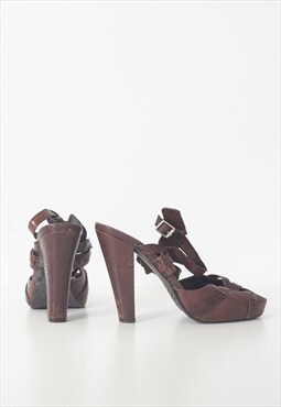 Vintage Brown CALVIN KLEIN Leather Sandals Clogs
