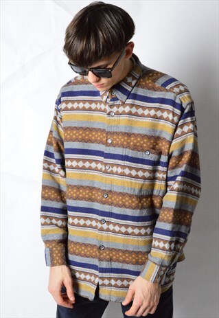 VINTAGE 90S COLOURFUL AZTEC LONG SLEEVE SHIRT