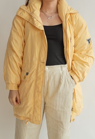 VINTAGE 80S CREAM YELLOW PUFFER JACKET