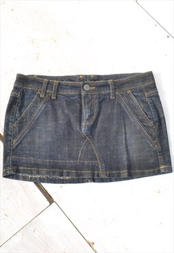 Vintage Benetton stretch blue denim mini skirt