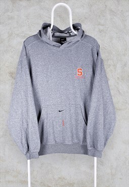 Vintage Grey Nike Centre Swoosh Hoodie Embroidered Softball 