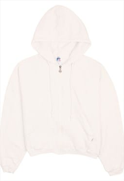 Vintage 90's Russell Hoodie Plain Full Zip Up White Medium