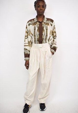 VINTAGE 90S CREAM POCKET TROUSERS