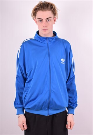 ADIDAS MENS VINTAGE TRACKSUIT TOP JACKET XL BLUE 90'S