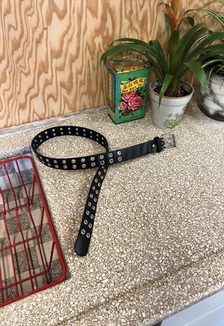 VINTAGE 90S Y2K DOUBLE BUCKLE LEATHER BELT