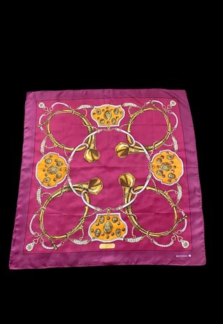 Belvedere Vintage 80's Hand Rolled Burgundy Baroque Scarf