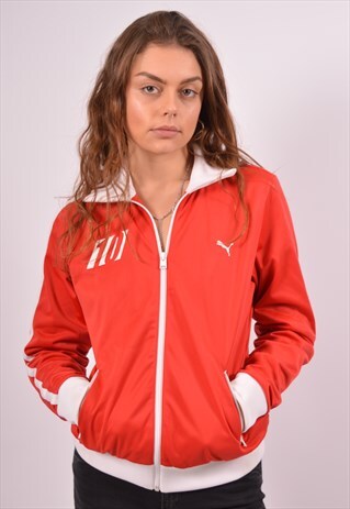 VINTAGE PUMA TRACKSUIT TOP JACKET RED