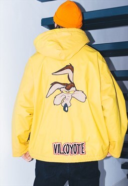 Vintage 90s RARE Oversize Wile E Coyote Embroidery Jacket