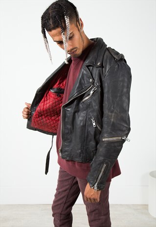 VINTAGE BIKER LEATHER JACKET / S105