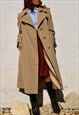 Cool beige pure virgin wool long trench coat