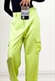 Y2K FLUORESCENT GREEN TROUSERS LIGHTWEIGHT WITH POCKETS 