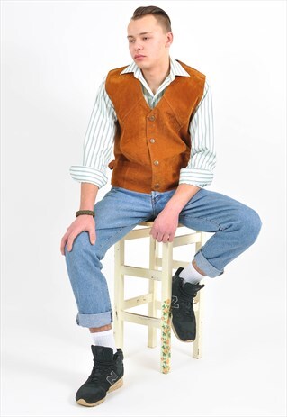 VINTAGE SUEDE LEATHER VEST IN BROWN