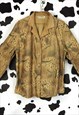 VINTAGE 90S BEIGE ABSTRACT SPOTTY FLORAL FLOWER SHIRT BLOUSE