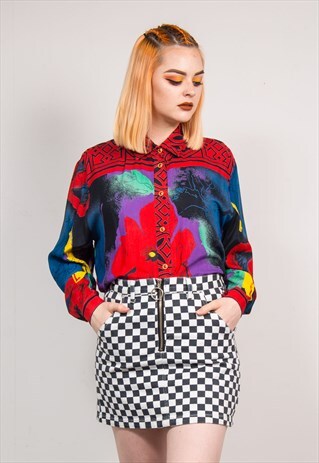 VINTAGE 90'S VIBRANT COLOURFUL PATTERN FESTIVAL SHIRT