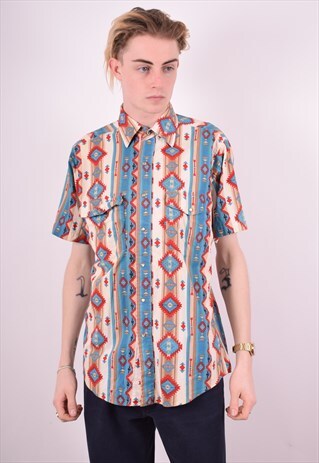 MENS VINTAGE CRAZY PRINT SHIRT MEDIUM MULTI 90'S