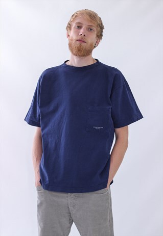 80S VINTAGE MENS STONE ISLAND MARINA POCKET LOGO T-SHIRT