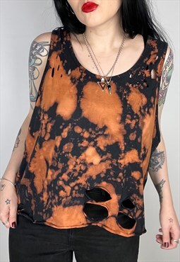 Grunge Style reworked bleach dyed distressed vest 