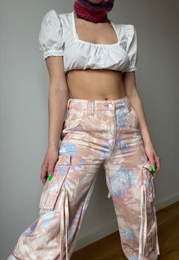 Vintage White Cotton Crop Embroidered Shirt