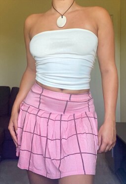Y2K Pink Check Print Mini Skirt