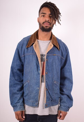 WRANGLER MENS VINTAGE DENIM JACKET LARGE BLUE 90S