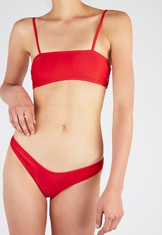 LUCIA RED SQUARE NECK BIKINI SET