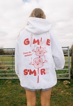 Gimme S'more Women's White Graphic Hoodie With Back Print