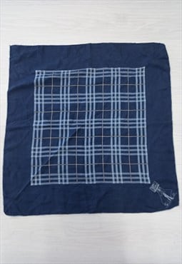 90's Vintage Burberrys Scarf Navy Blue Check