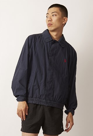 VINTAGE 90'S NAVY BLUE POLO RALPH LAUREN BOMBER JACKET