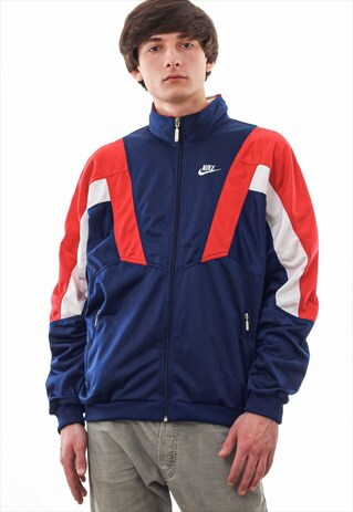 VINTAGE NIKE TRACKSUIT TRACK TOP 90S NAVY BLUE RED