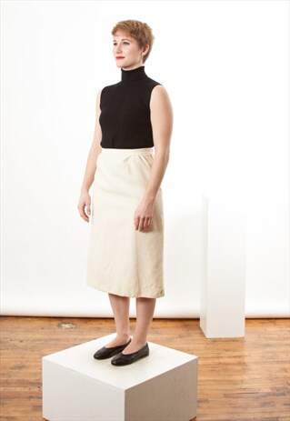 BASIC WOOL SKIRT / FALL CREAM SKIRT
