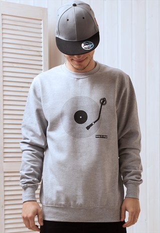 KEEP IT VINYL:MINIMALIST TURNTABLE PRINTED SWEATSHIRT JUMPER