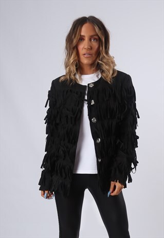 TASSEL FRINGE POLYESTER JACKET UK 10 (FBF)