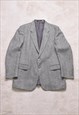 Vintage 80s St Michael Grey Wool Herringbone Blazer Jacket 