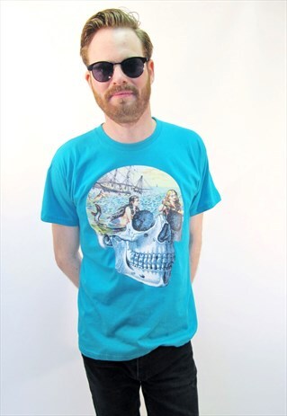 MERMAID SKULL TURQUOISE TSHIRT