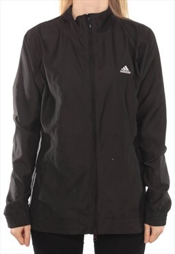 Adidas - Black Embroidered Zipped Windbreaker - Large
