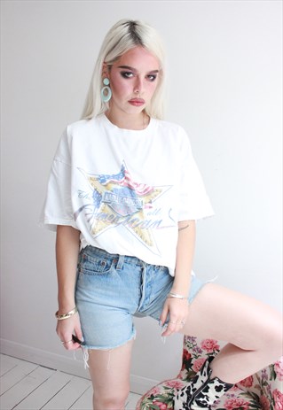 VINTAGE 80S WHITE HARLEY DAVIDSON T-SHIRT
