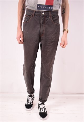 ARMANI JEANS MENS VINTAGE TROUSERS W32 L30 GREY 90S