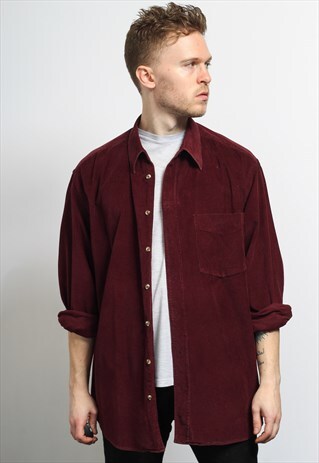 VINTAGE CORDUROY CORD SHIRT RED
